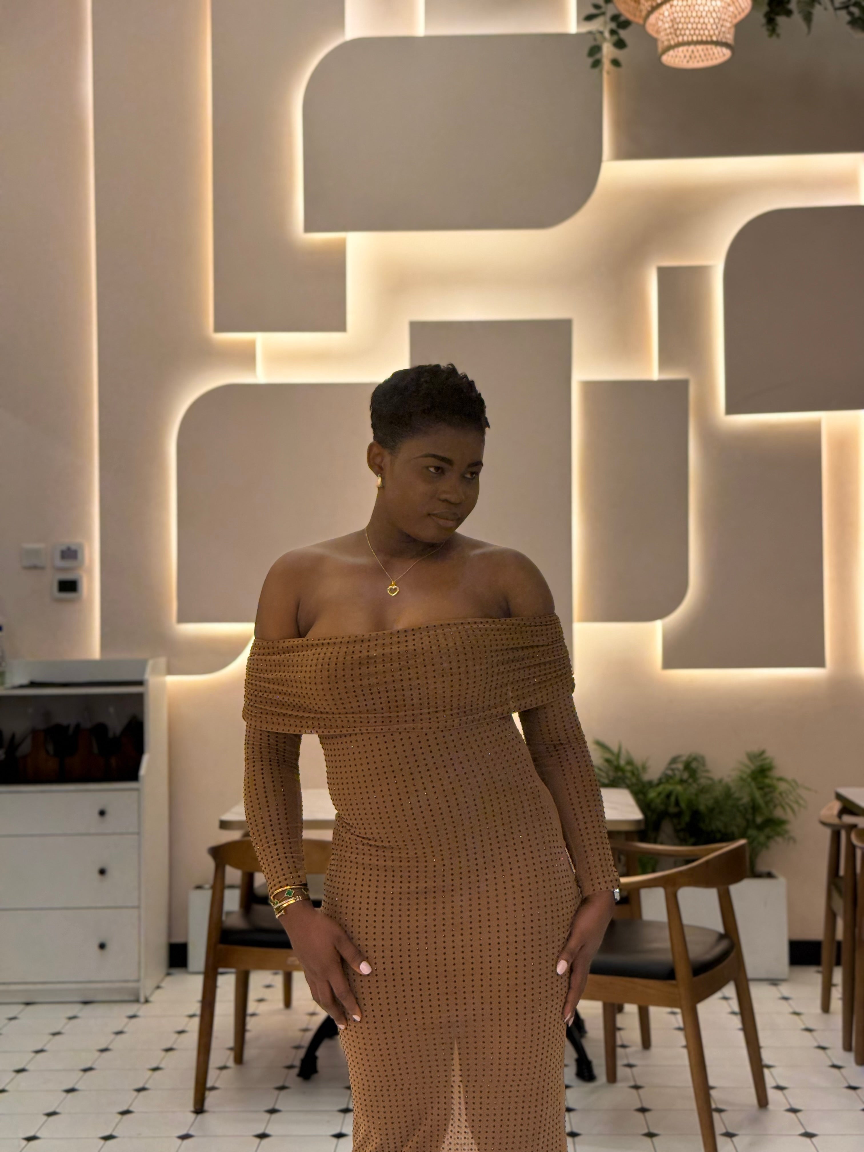 Irene doted Gold Gown