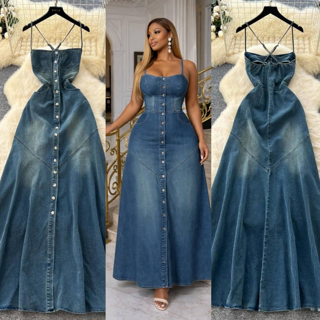 Denim Dress for Women Sleeveless Button Down