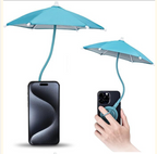 Mini phone umbrella sunshade – pink, front and hand-held view