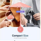 Mini phone umbrella sunshade – black color, front and hand-held view