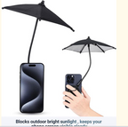 Black phone umbrella blocks outdoor bright sunlight – keeps screen visible clearly