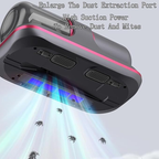 Bottom view of UV mite vacuum showing enlarged dust extraction port and UV light removing mites