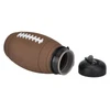 Rugby ball water bottle with removable wide-neck lid and silicone seal