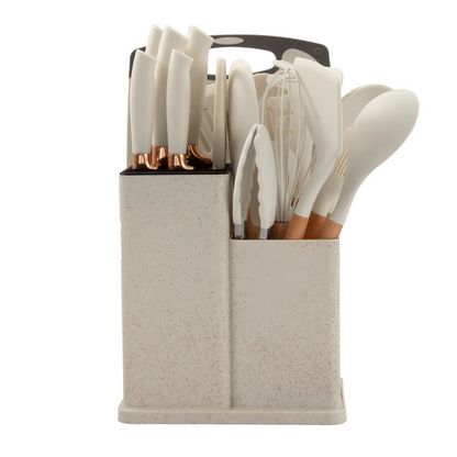19-Piece Silicone Kitchen Utensil & Knife Set