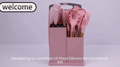 19-Piece Silicone Kitchen Utensil & Knife Set