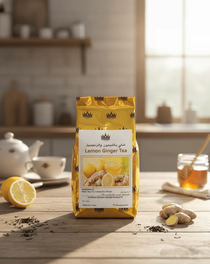 Zafaran Isfahan Lemon Ginger Tea – Black Tea, Dry Lemon & Ginger