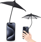 Phone umbrella blocks outdoor sunlight – clear screen visibility comparison