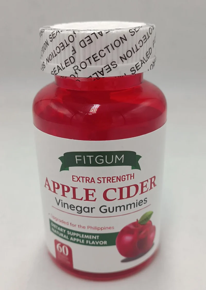 FitGum Extra Strength Apple Cider Vinegar Gummies – 60 Gummies (Natural Apple Flavor)