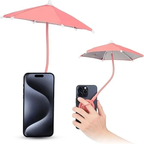 Mini phone umbrella sunshade – black, front and hand-held view