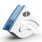 Magnetic window cleaner side view showing safety rope and microfiber cleaning pad