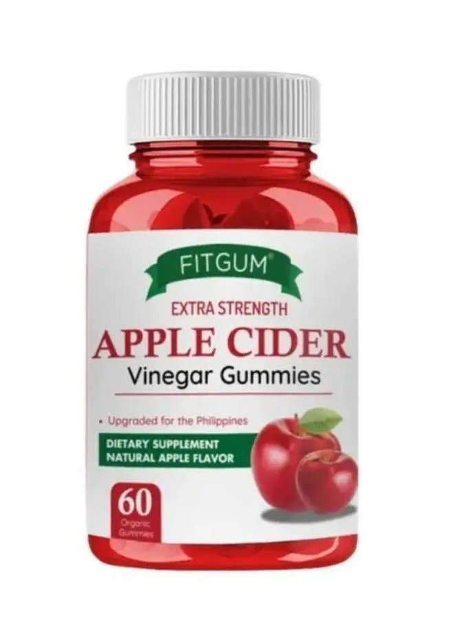 FitGum Extra Strength Apple Cider Vinegar Gummies – 60 Gummies (Natural Apple Flavor)
