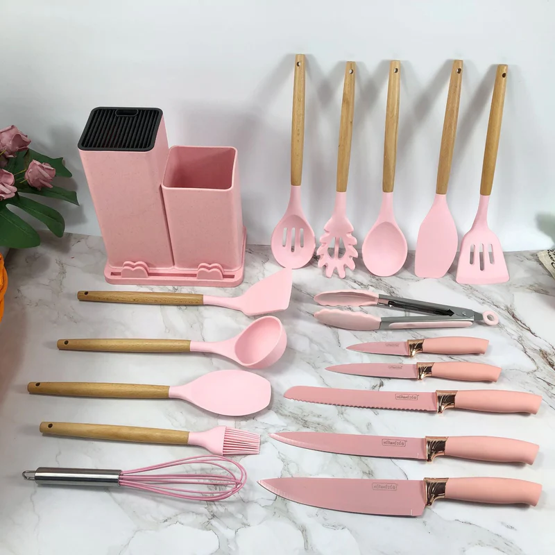 19-Piece Silicone Kitchen Utensil & Knife Set