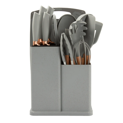 19-Piece Silicone Kitchen Utensil & Knife Set