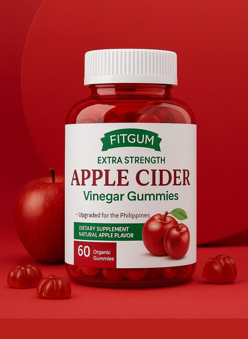 FitGum Extra Strength Apple Cider Vinegar Gummies – 60 Gummies (Natural Apple Flavor)