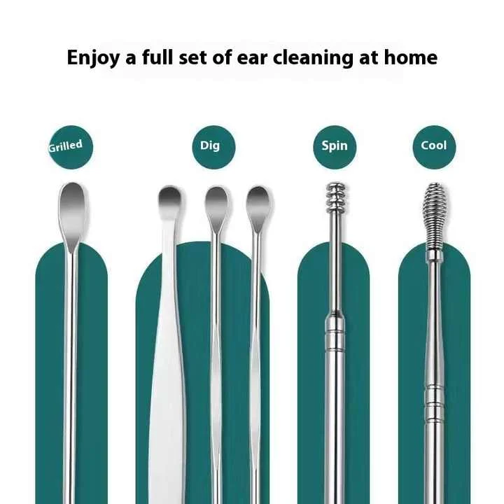 Assorted stainless steel scoop, spiral and spring-style tools