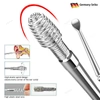 Ear pick tool head detail and promotional illustrations