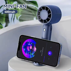 Mini fan 400mAh with built-in phone holder – navy blue, phone stand function