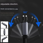 180 degree adjustable direction retractable car charger swing left and right