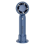 Mini handheld fan navy blue – front view with base stand
