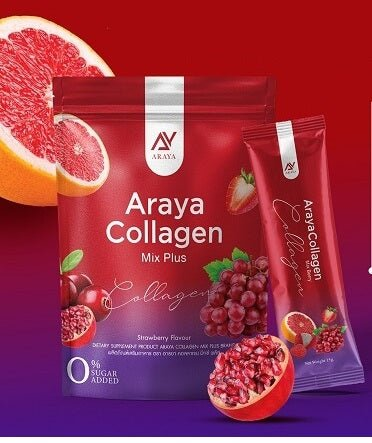 Araya Collagen Mix Plus – Strawberry Flavour – 30 Sachets (300g)