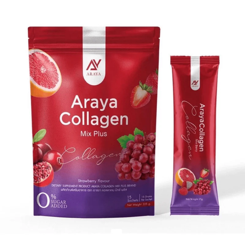 Araya Collagen Mix Plus – Strawberry Flavour – 30 Sachets (300g)